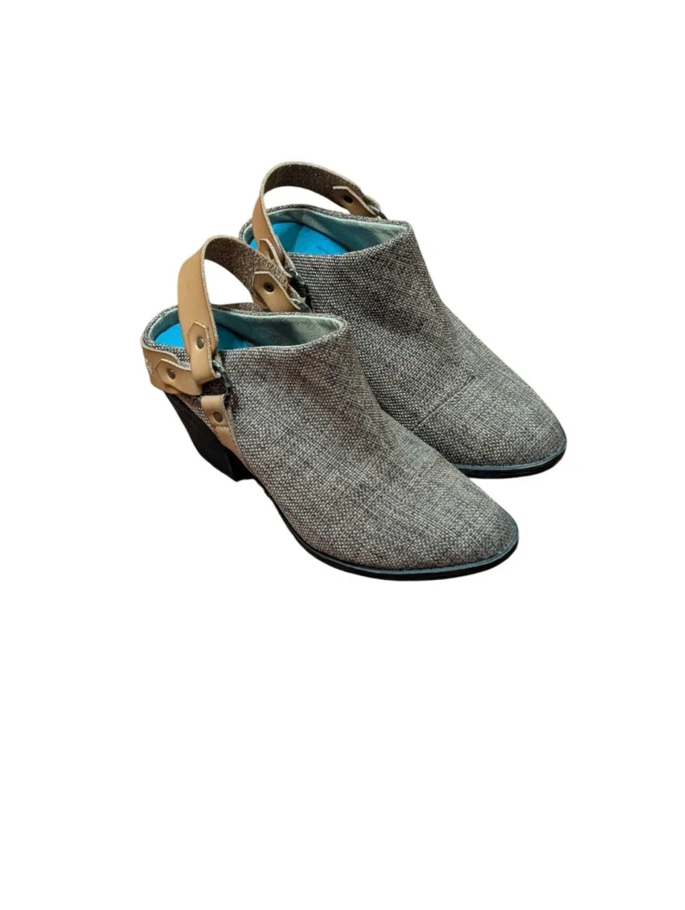 Blowfish Malibu Santi canvas ankle Booties Woven Tan Heeled western Size 8 boho